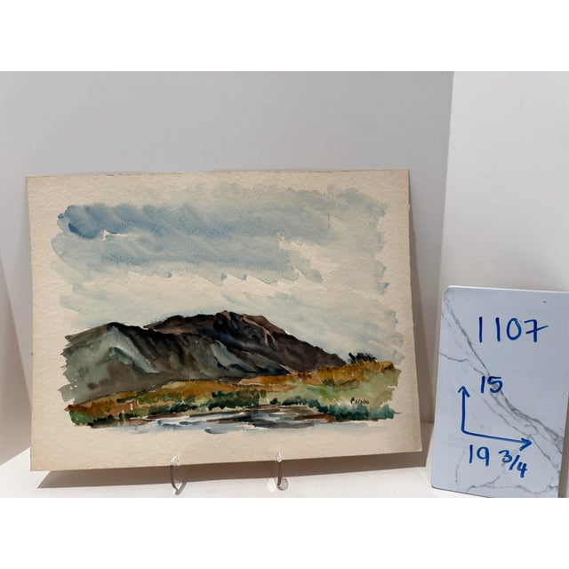 Paper Henry Emil Salloch Original Watercolor on Paper Rugged Desert Mesa, 1956. For Sale - Image 7 of 7