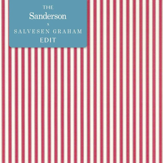 Sanderson Pinetum Stripe Wallpaper in Mulberry For Sale