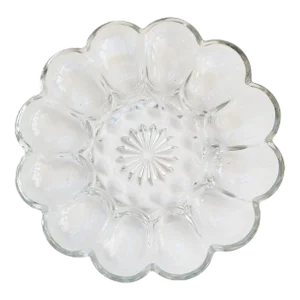 Vintage Glass Deviled Egg Serving Platter