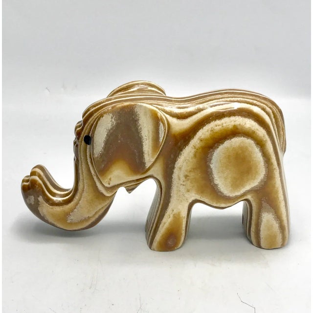 Mid-Century Modern 1960s Abstract Carved Fossilwood Agate Elephant For Sale - Image 3 of 7