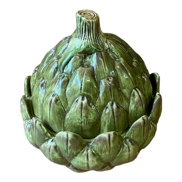 1970s Small Ceramic Green Artichoke Dish For Sale