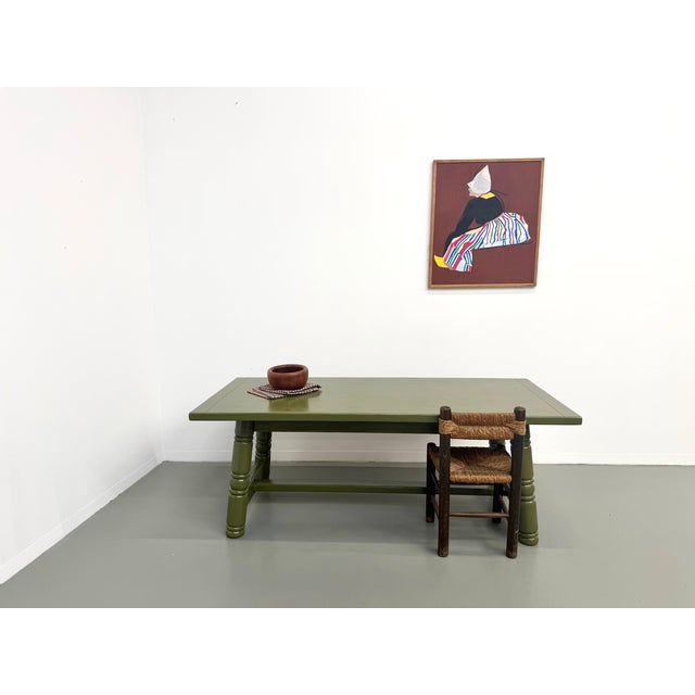 Olive Olive Green Lacquered Dining Table from DLG Georges Robert, 1970 For Sale - Image 8 of 18