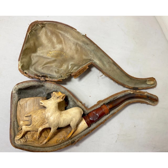 Up for sale is one of the nicest, very large, antique hand-carved figural meerschaum pipes from 1894 we have ever come...