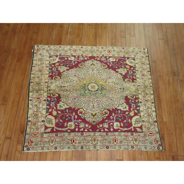 Antique Turkish Sivas Square Size Throw Scatter Rug For Sale In New York - Image 6 of 6