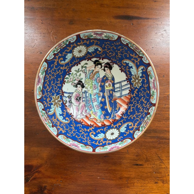 Chinoiserie Vintage Chinese Export Royal Blue Bowl For Sale - Image 3 of 11