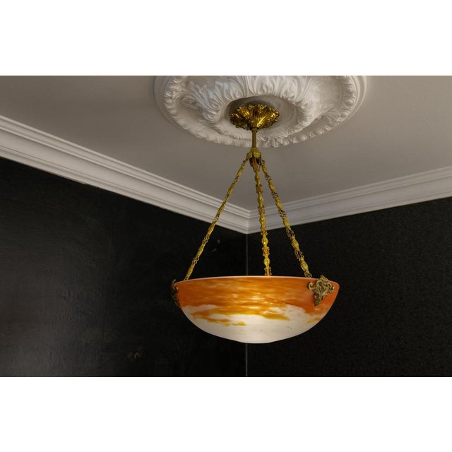 Art Nouveau Pâte de Verre Pendant Light by G.V. Croismare, France, 1920 For Sale - Image 4 of 18