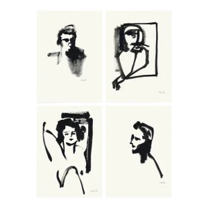 "Shadowed Expressions" Original Set of Four Ink Drawings by Yuki Osada
