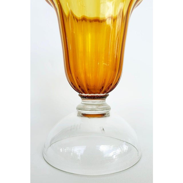Murano Amber and Clear Glass Vase or Candleholder For Sale In Miami - Image 6 of 10