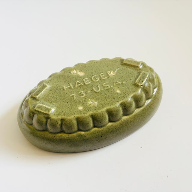 Haeger Speckled Green Oval Pottery Bowl For Sale - Image 9 of 9