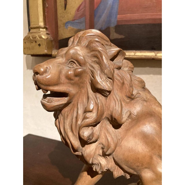 Wood Italian Artist, Large Lion, 19th Century, Wood For Sale - Image 7 of 17