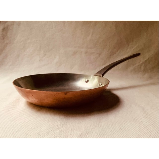 1970s Baumalu French Tinned Copper Sauté Frying Skillet Pan, Tin Lined, Cast Iron Handle, Made in France, 8" For Sale - Image 6 of 10