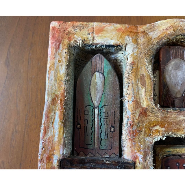 Brown Studio Ceramic Mixed Media 9” Sculptural Object, Totemic Architectural Form, Signed Dantoni For Sale - Image 8 of 12