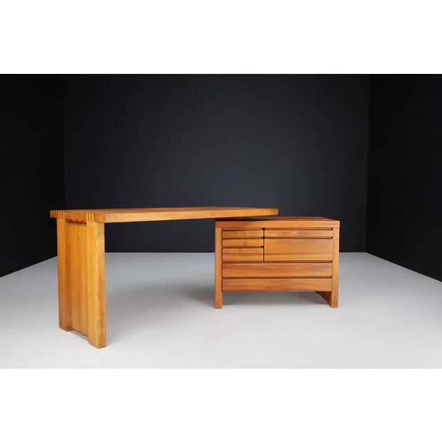 B19 Writing Desk in Patinated Elm by Pierre Chapo, France, 1960s For Sale - Image 6 of 18