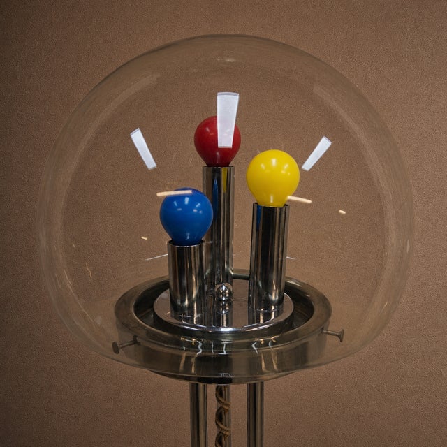 Vintage Italian Space Age Floor Lamp in Chrome and Glass, 1970s For Sale - Image 11 of 17