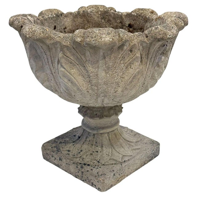Stone English Garden Stone Planter Pot or Urn With Acanthus Relief - Three Available For Sale - Image 7 of 11