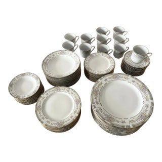 Late 20th Century Southampton 223 by Excel Fine China Set for 11 - 77 Pieces Excellent "Mint" Condition For Sale