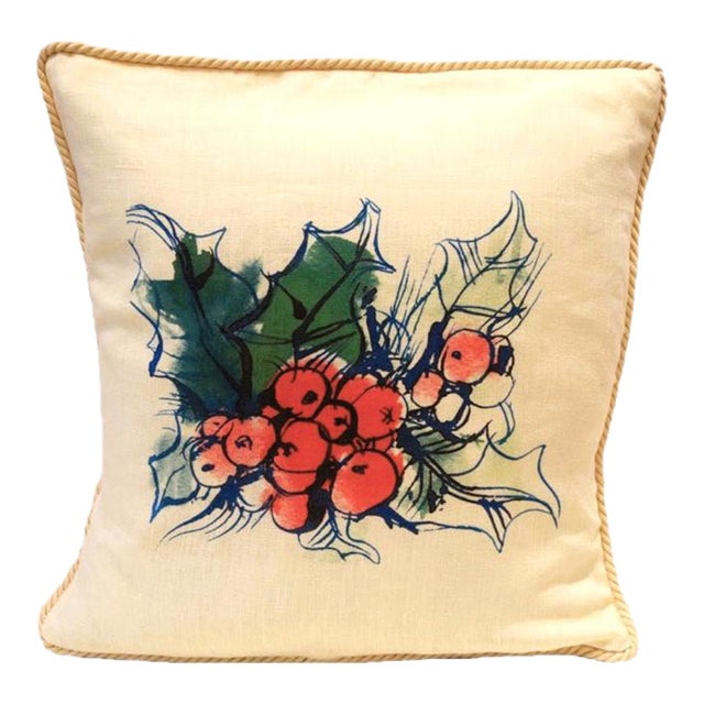 Holly Warm White Linen Corded Pillow For Sale