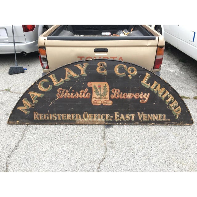 A rare and absolutely incredible antique brewery sign from Maclay & Co. Limited – Thistle Brewery, originally located in...