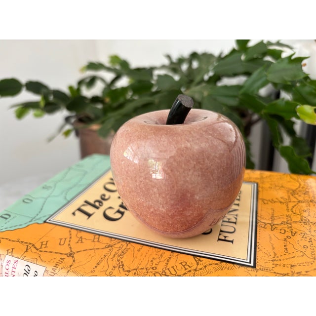 Contemporary Vintage Pink Marble Apple Form Paper Weight For Sale - Image 3 of 8
