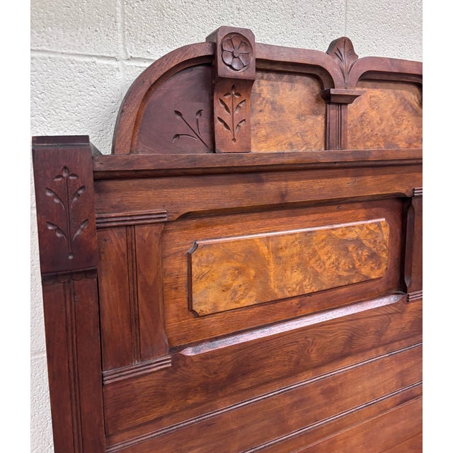 Antique Full Size Victorian Eastlake Monumental Carved Walnut Bed For Sale - Image 10 of 11