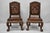 Vintage Chinoiserie Thai Oriental Carved Teak Wood Dining Side Chairs - a Pair. Item featured is ornately carved...