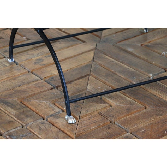 1950s Iron Lyre Back Settee With Brass Swan Heads & Paw Feet by Samuel Copelon For Sale - Image 14 of 18