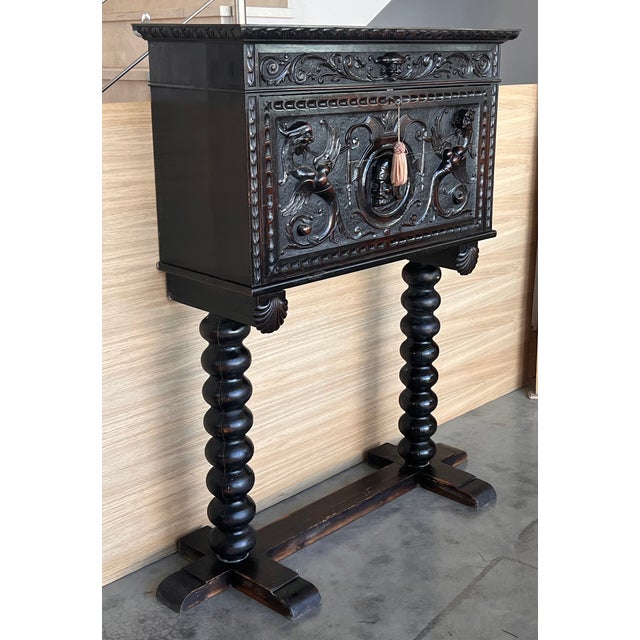 1900 - 1909 20th Century Spanish Baroque Style Cabinet on Stand, Bargueno or Varqueno For Sale - Image 5 of 12