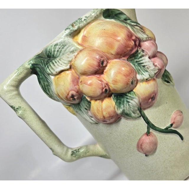 Farmhouse Early 20th Century Italian Majolica Fruit Pitcher For Sale - Image 3 of 17