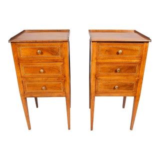 Pair of Italian Neoclassic Style Walnut Side Tables For Sale