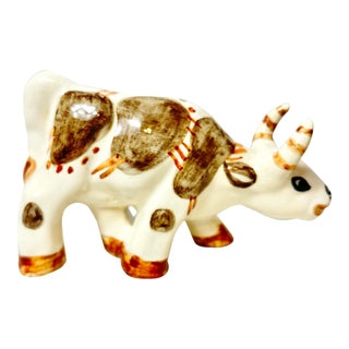 Vintage Signed Shearwater Pottery Bull Figurine For Sale