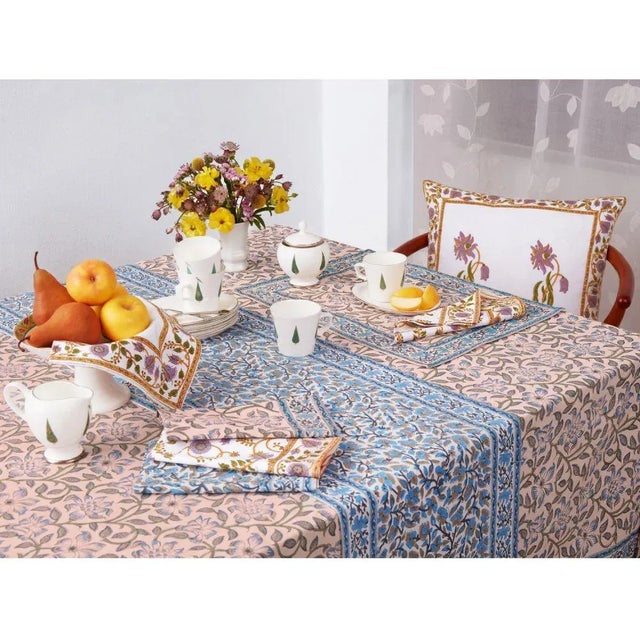 Naaz 12-Seat Dusty Pink Tablecloth For Sale - Image 4 of 8