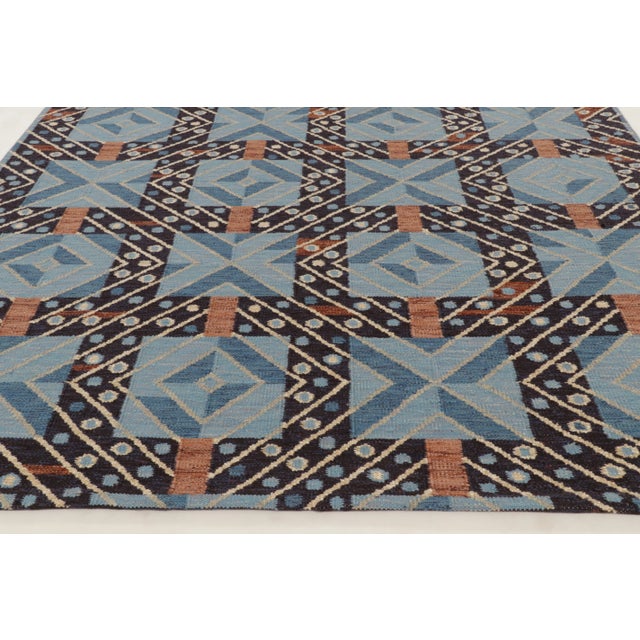Late 20th Century Contemporary Scandinavian Style Nordic Grid Wool Rug by Rug & Kilim, India For Sale - Image 5 of 10