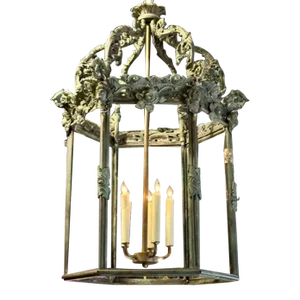 French Bronze Lantern With Tarnished Verde Patina