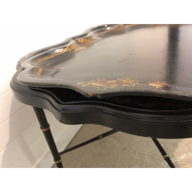 Traditional 19th Century Regency Papier-Mache Tray on Stand For Sale - Image 3 of 12