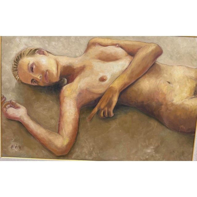 Illustration Nude Woman Oil Painting For Sale - Image 3 of 6