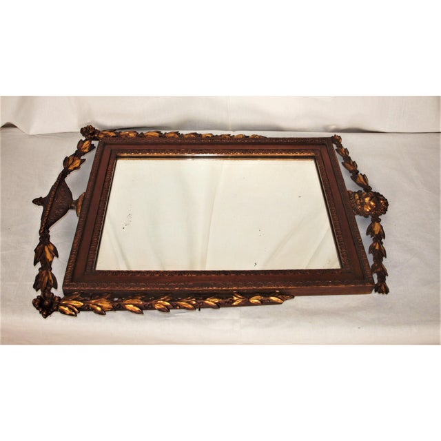 Antique Neo-Classical Wooden Mirror With Gold Gilt Urn Leaves and Lion For Sale In San Francisco - Image 6 of 8