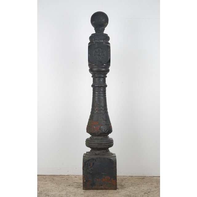 Pair of Antique Victorian 48.5 In. Black Cast Iron Newel Posts For Sale - Image 12 of 16