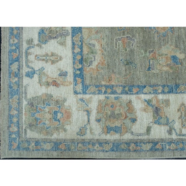 Blue & Brown Turkish Oushak Rug 6'11" x 9'9" For Sale - Image 4 of 9