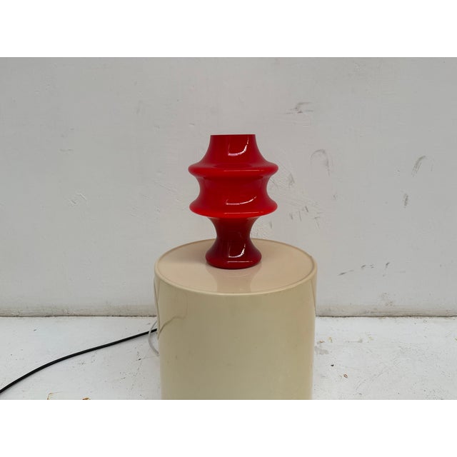 Red Glass Table Lamp from Hustadt Leuchten, 1970s For Sale - Image 6 of 9