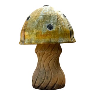 Vintage Distressed Garden Mushroom Statue For Sale