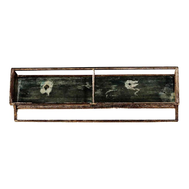 Farmhouse Antique Wall Shelf With Original Distressed Paint For Sale - Image 3 of 7