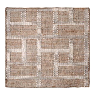 Rug & Kilim Jute Beige and White Squares Rug, 12' x 12' For Sale