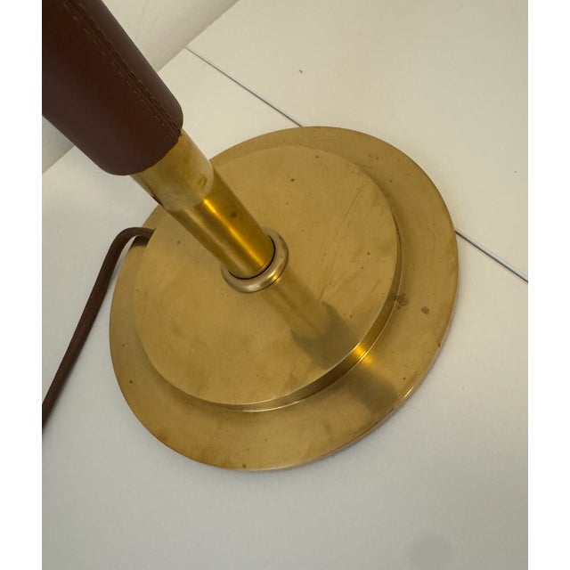 Ralph Lauren Brass and Leather Ralph Lauren for Visual Comfort Lamp For Sale - Image 4 of 6