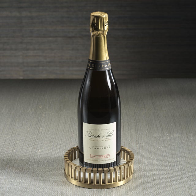 Marbelle Metal and Marble Wine Bottle Coaster For Sale - Image 4 of 6