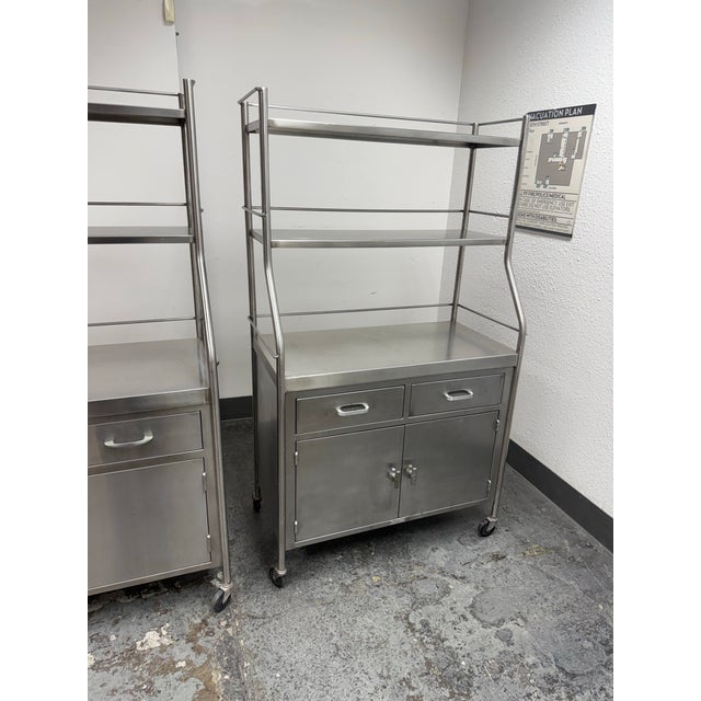 Metal Shampaine Co. Stainless Steel Rolling Cabinets, Pair For Sale - Image 7 of 12