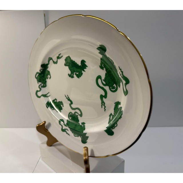 Wedgwood Vintage Wedgwood Green Chinese Tigers Williamsburg Bone China Serving Platter Retired Rare Find For Sale - Image 4 of 8