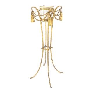 Gilt Wrought Iron "Twisted Rope" Base with Tassels Jardiniere Planter Pot For Sale
