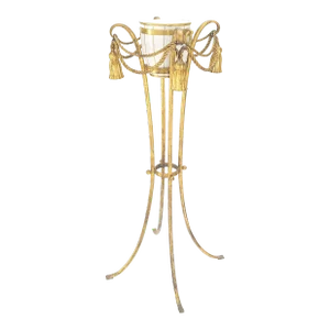 Gilt Wrought Iron "Twisted Rope" Base with Tassels Jardiniere Planter Pot