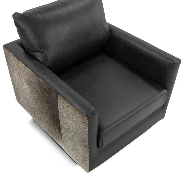 Black Leather & Hide Accent Chair For Sale - Image 4 of 6