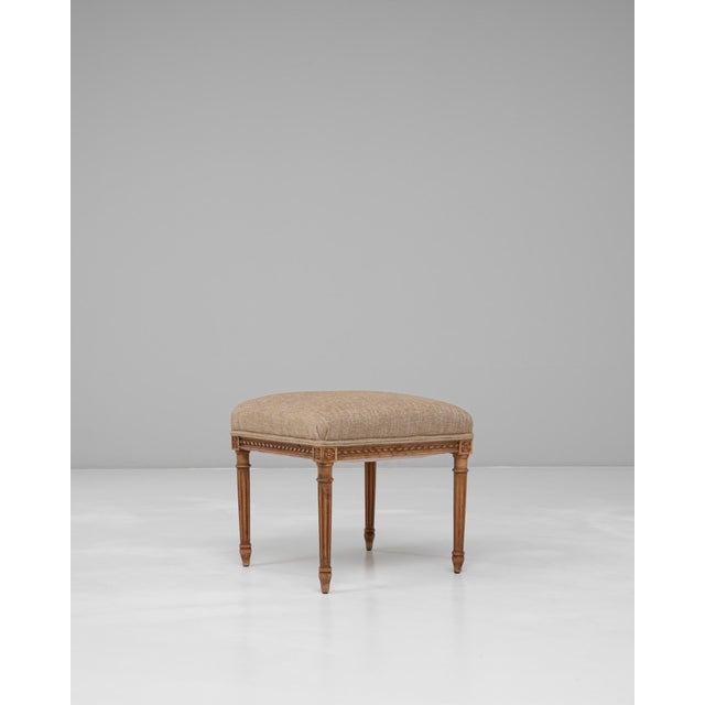 1900s French Louis XVI Upholstered Stool with Carved Legs For Sale - Image 18 of 18